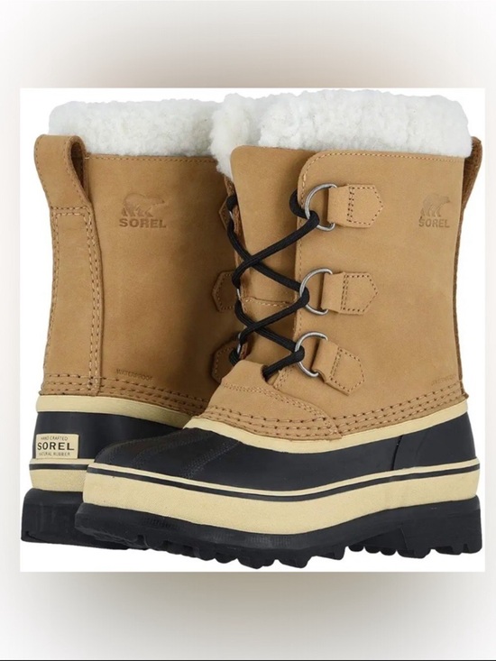 Sorel Other - Sorel Leather Caribou Kids Size 3 Waterproof Snow Winter Boots Buff Black LY1000